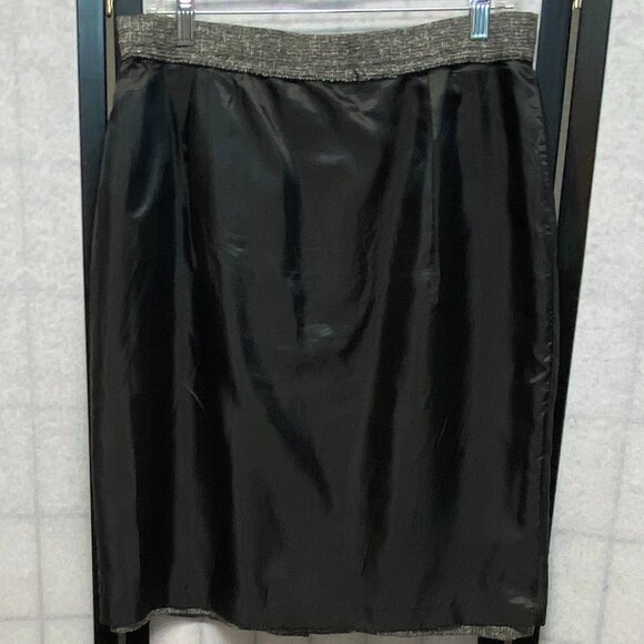 Rena Rowan for Saville Silk Blend Tweed Pleated Lined Pencil Skirt Black White - Picture 5 of 11